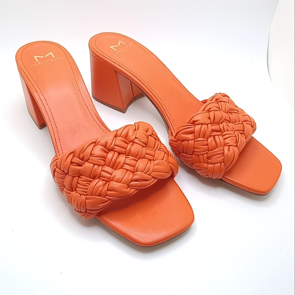 NEW MARC JACOBS HEELED Orange SLIDES sz 7.5